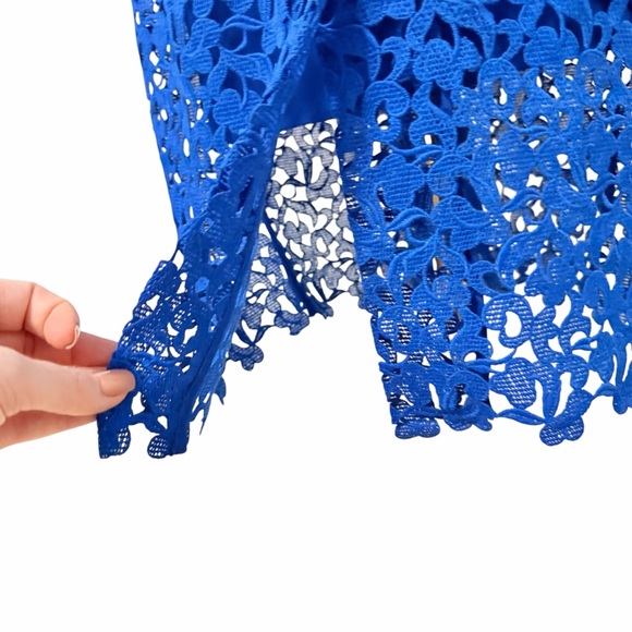 J.Crew Lace Sheath Dress Cobalt Blue Embroidered Lace Wedding Guest Cocktail 12 - Picture 7 of 10